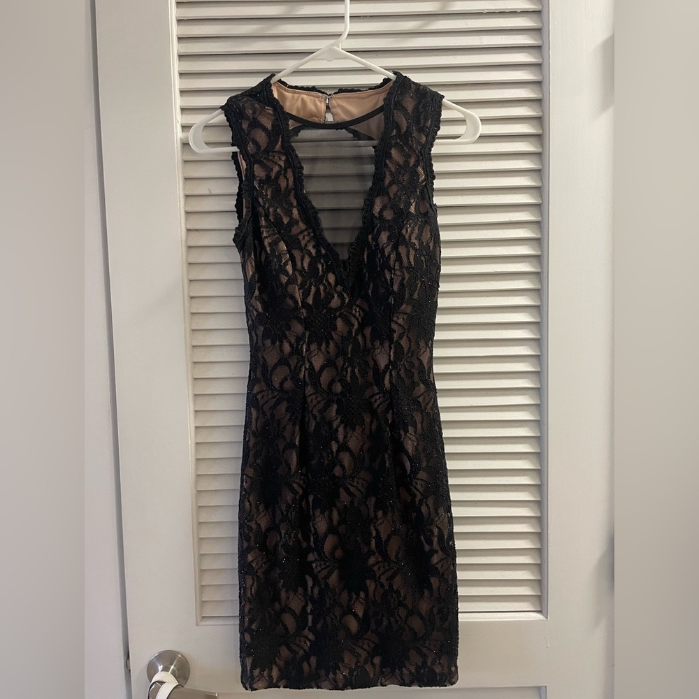 Jodi Kristopher Black Lace Backless Dress